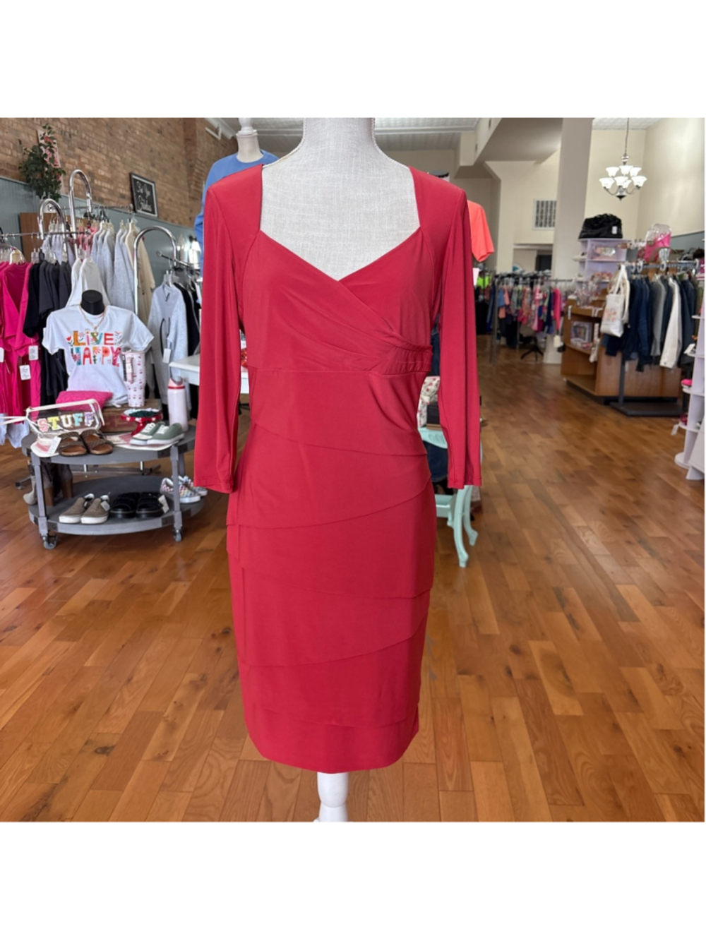 White House Black Market Tomato Red Long Sleeve Dress Size 10